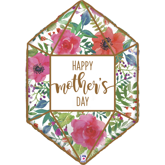 [35937] Happy Mothersday - Geo Flowers - 30 inch - Betallic