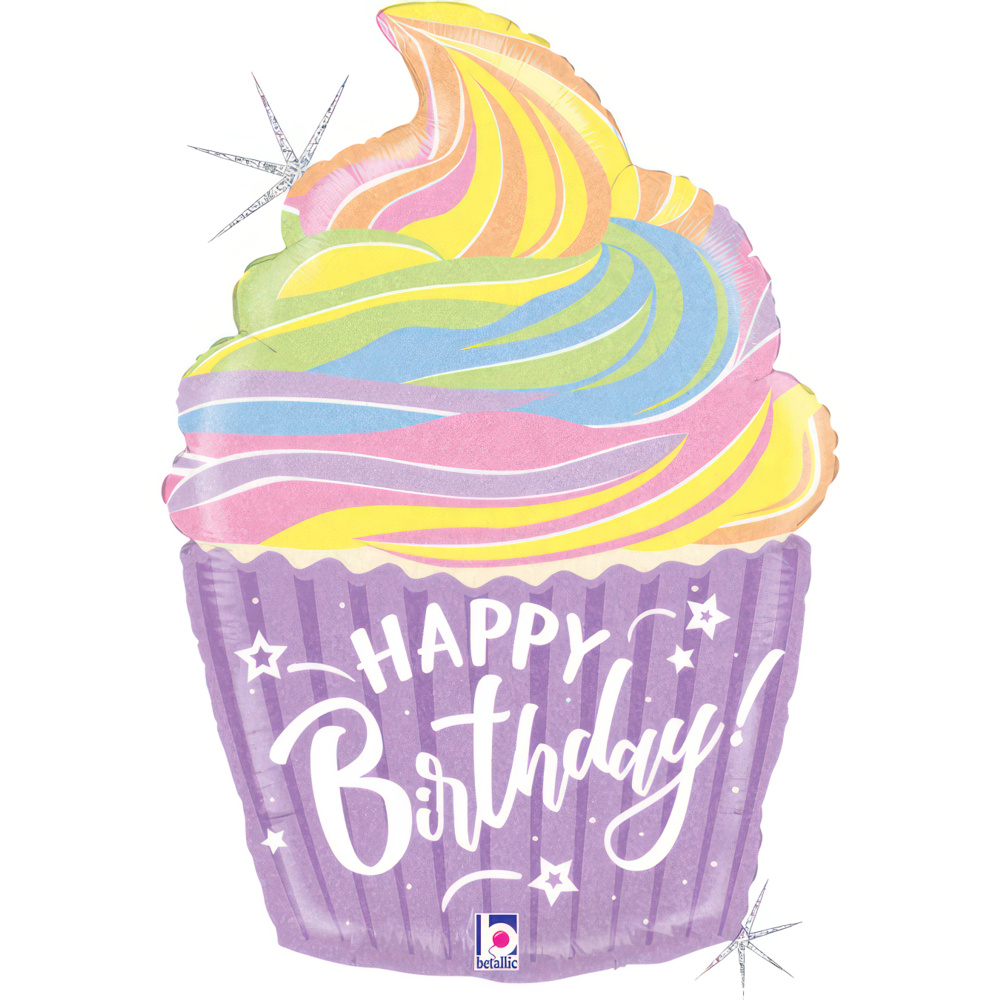 Happy Birthday - Pastel Cupcake - 22 inch - Grabo