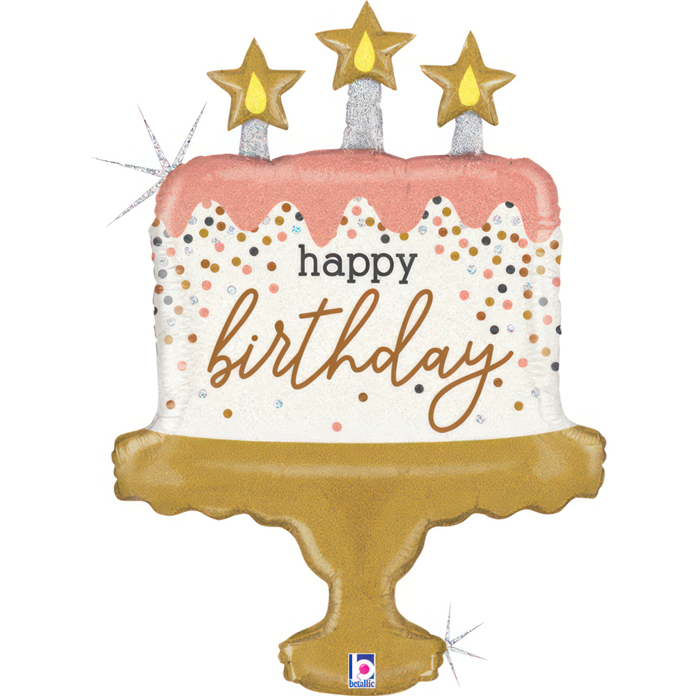 Happy Birthday - Glittering Cake - 26 inch - Betallic