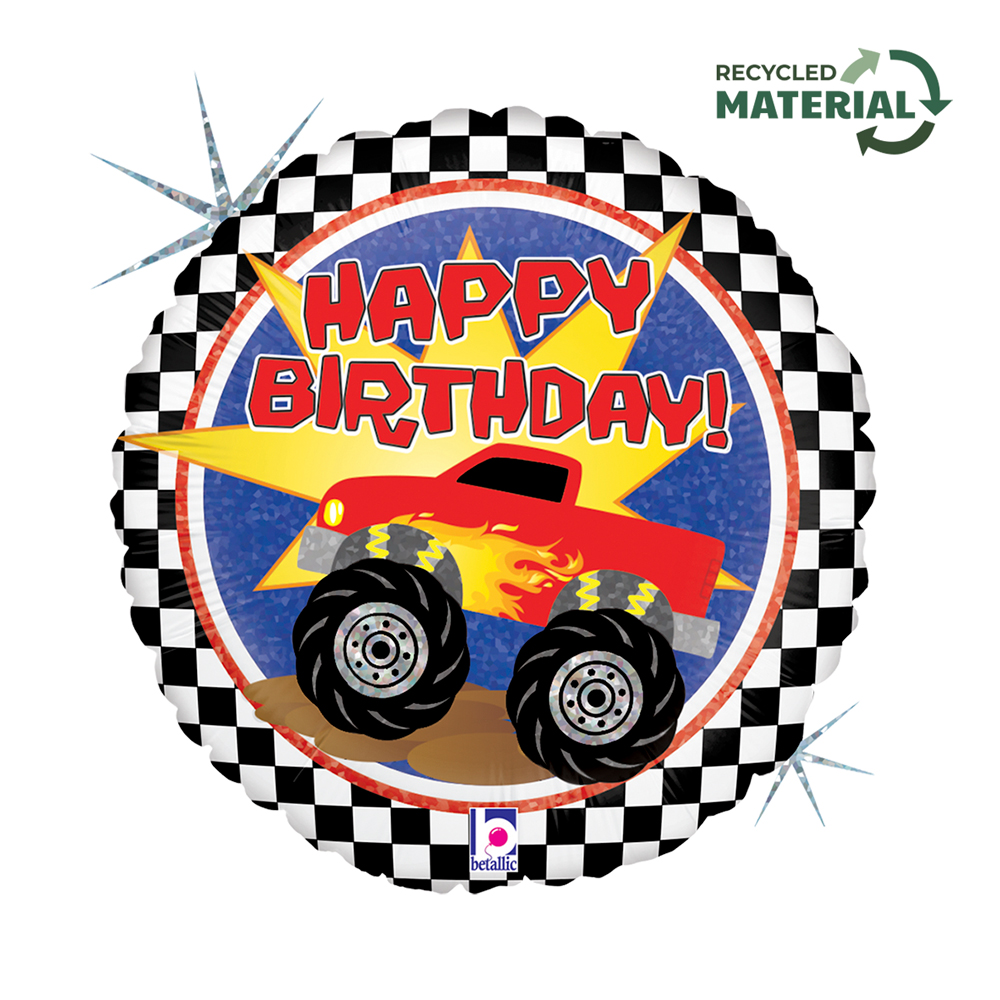 Happy Birthday Monstertruck - 18 inch - Betallic