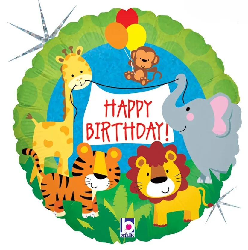 Happy Birthday - Jungle Animals - 18 inch - Betallic