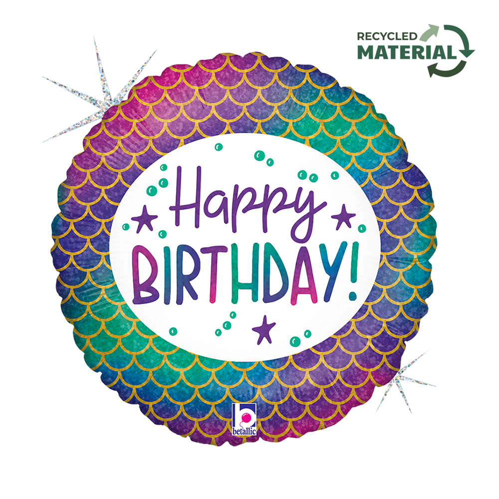 Happy Birthday Mermaid - 18 inch - Betallic