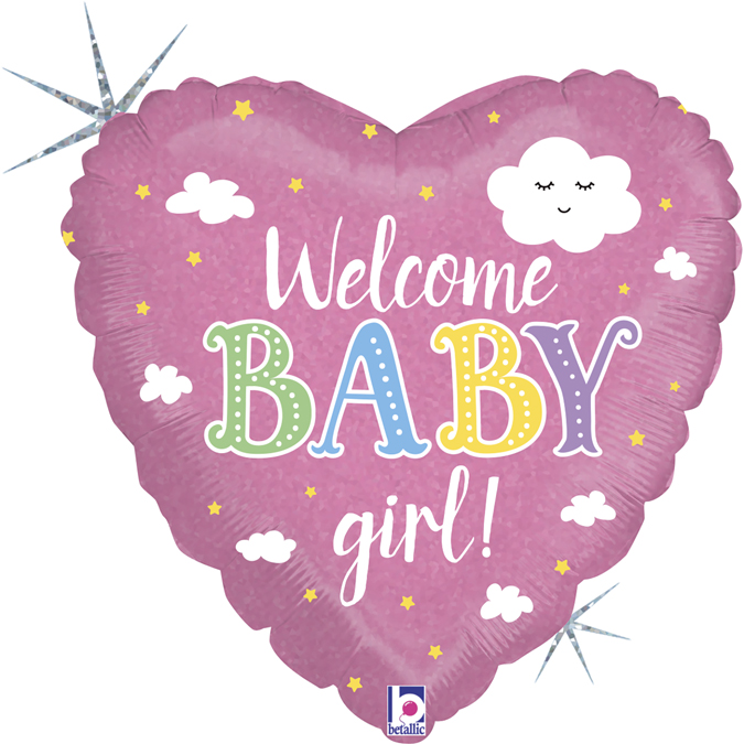 [36875H-P] Welcome Baby Girl - Cloud - 18 inch - Betallic
