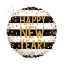Happy New Year - Black And White Stripes - 18 inch - Betallic