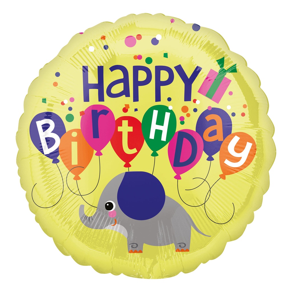 Happy Birthday - Elephant Balloons - 17 inch - Anagram