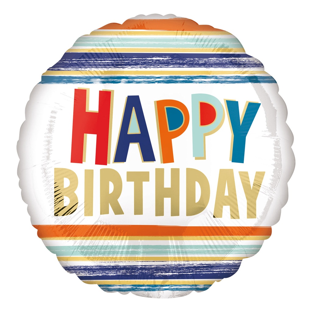 Happy Birthday - Stripes - 17 inch - Anagram