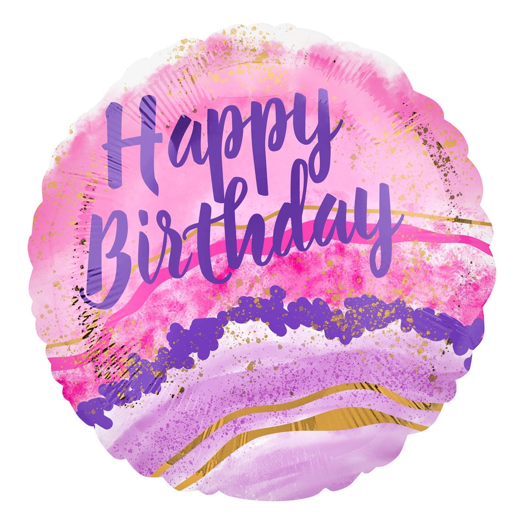 [41282] Happy Birthday - Watercolour Marble - 17 inch - Anagram