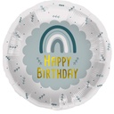 Happy Birthday - Blue Boho Rainbow - 18 inch