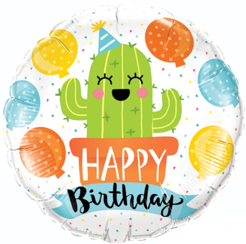 [78664] Happy Birthday - Happy Cactus - 18 inch - Qualatex