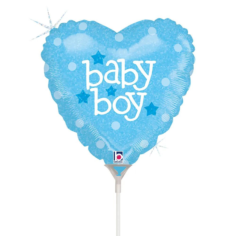 Baby Boy Glittering Heart - 9 inch - Betallic - 10 St.