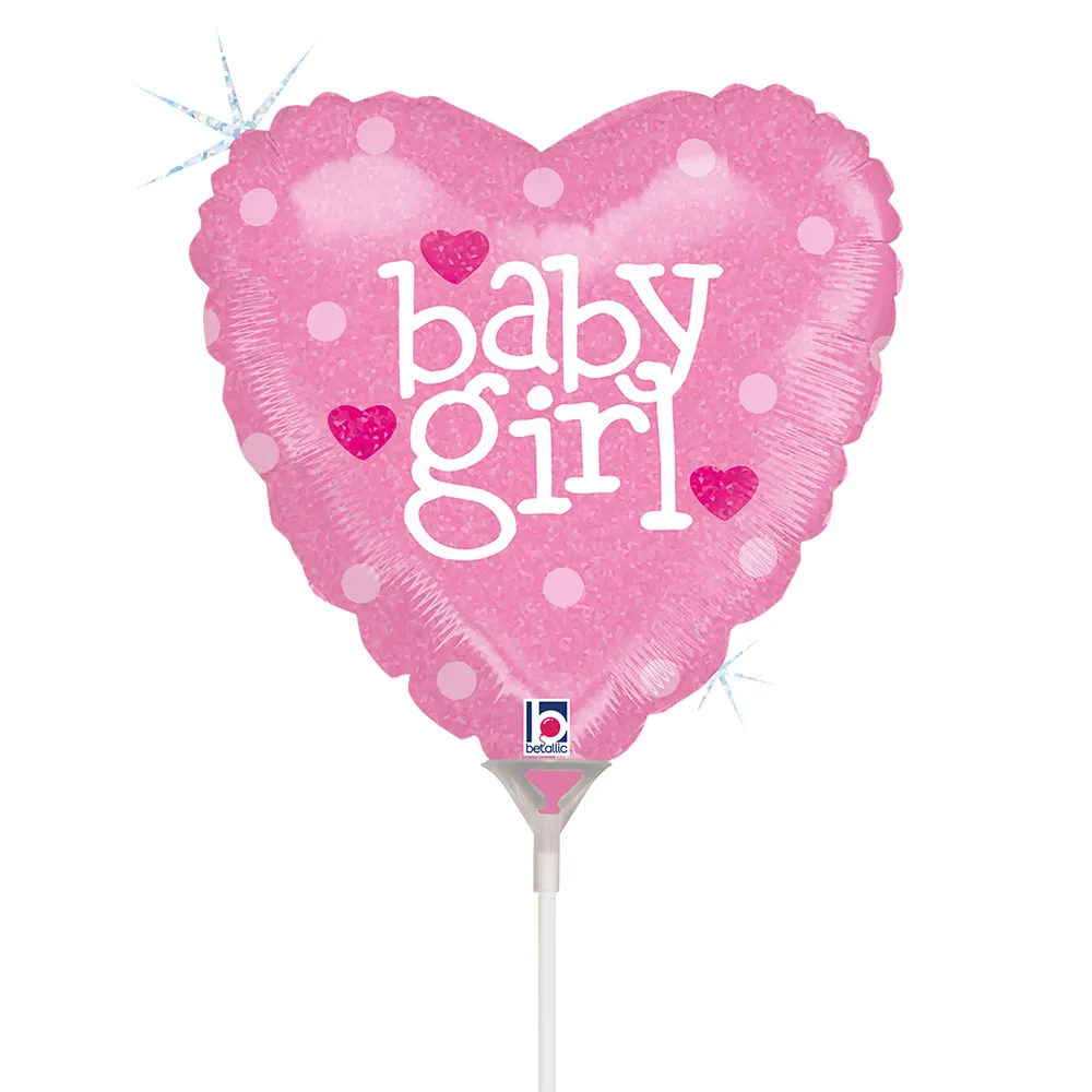 [82602H-B10] Baby Girl Glittering Heart - 9 inch - Betallic - 10 St.