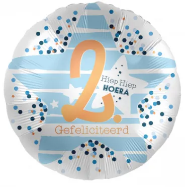 [01031] Hiep Hiep Hoera 2 jaar - Blauw - 18 inch - 2 Stuks