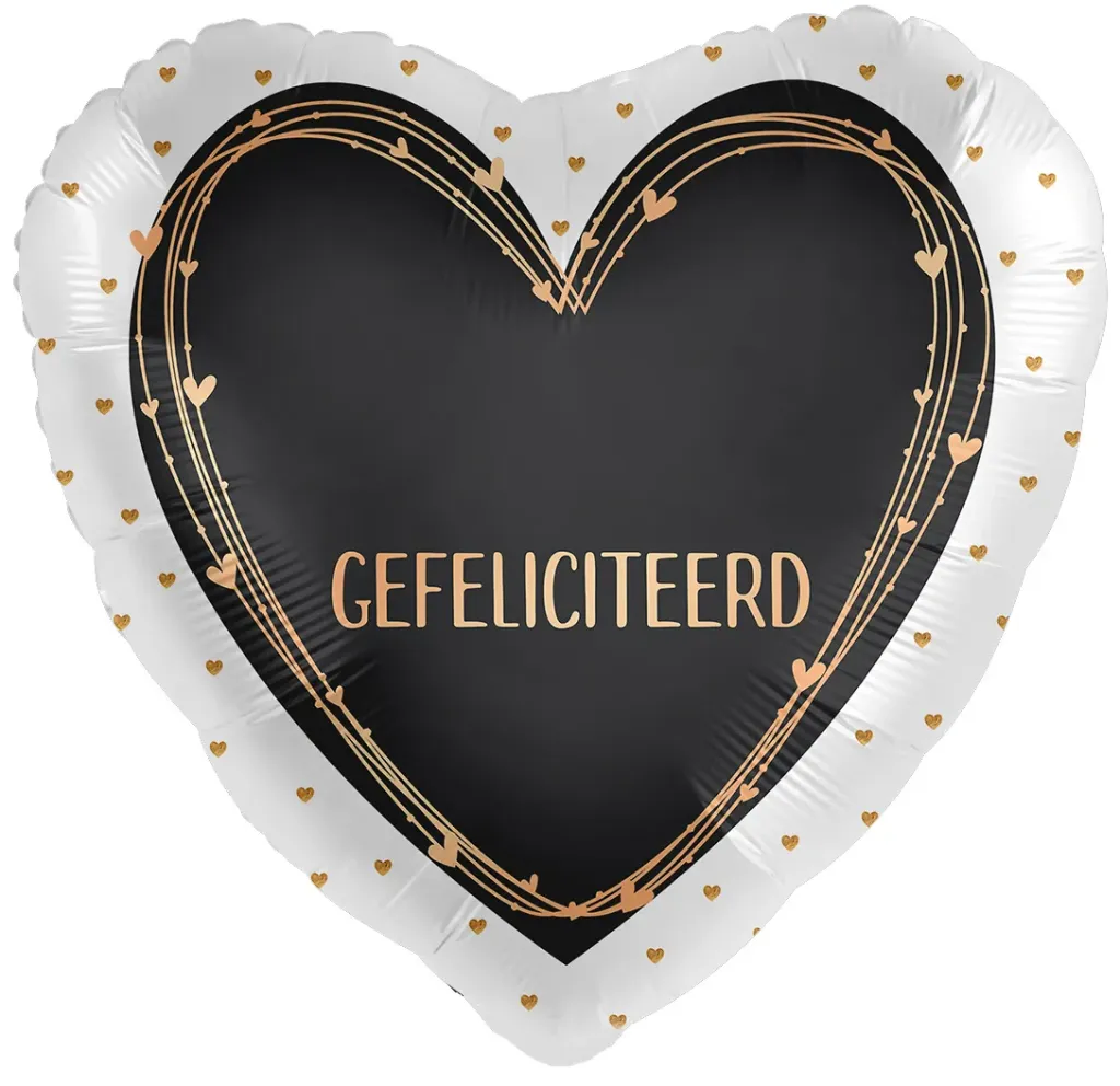 [01043] Gefeliciteerd - Zwart Hart - 18 inch - Personalized - 2 Pcs