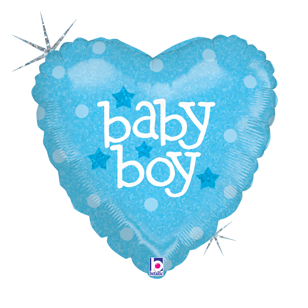 Baby Boy Glittering Heart - 18 inch - Betallic