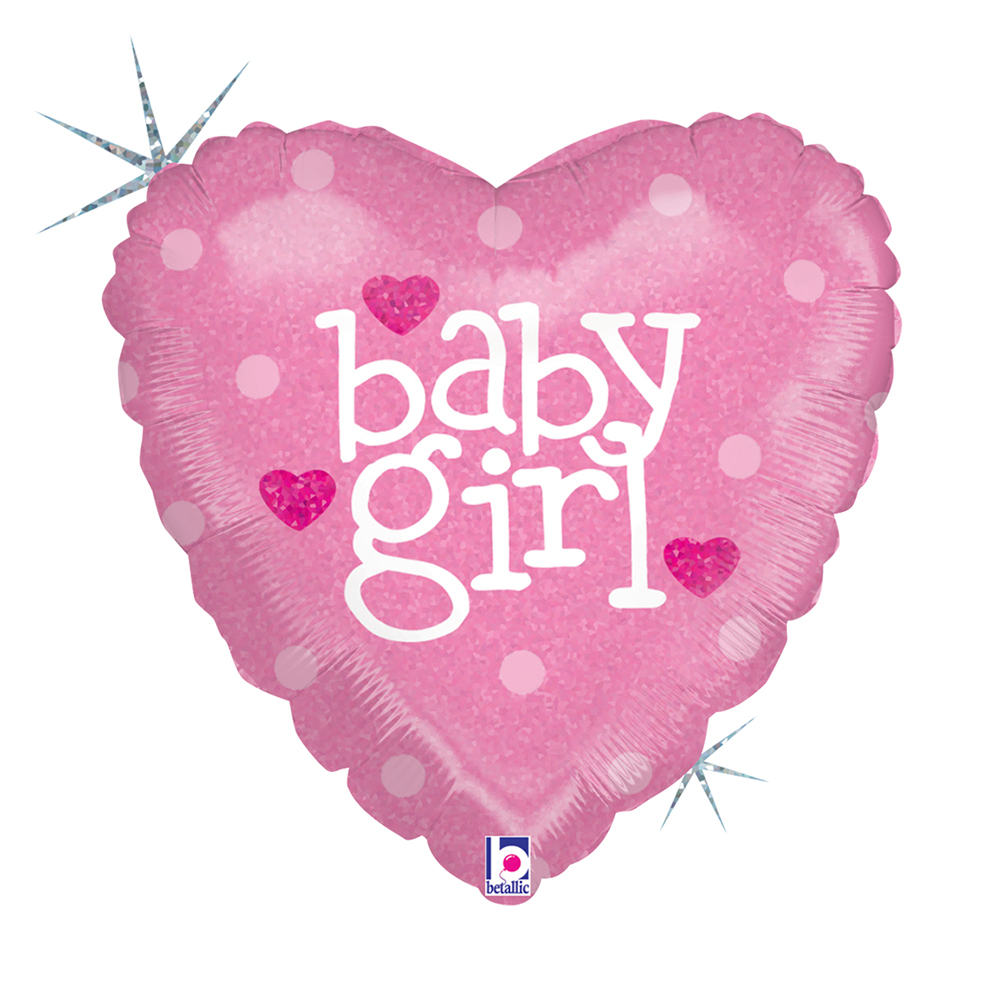 Baby Girl Glittering Heart - 18 inch - Betallic
