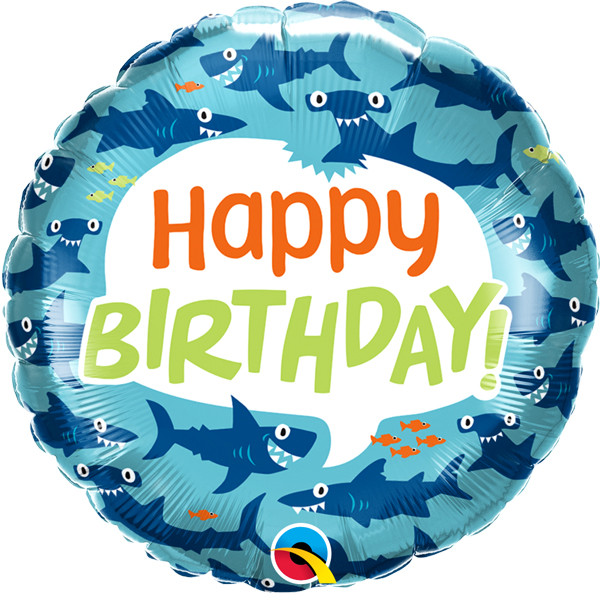 [97379] Happy Birthday Sharks - 18 inch - Qualatex