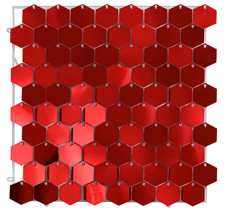 Shimmerwall Hexagon - Connection Round - Mirror Red - 6 Stuks