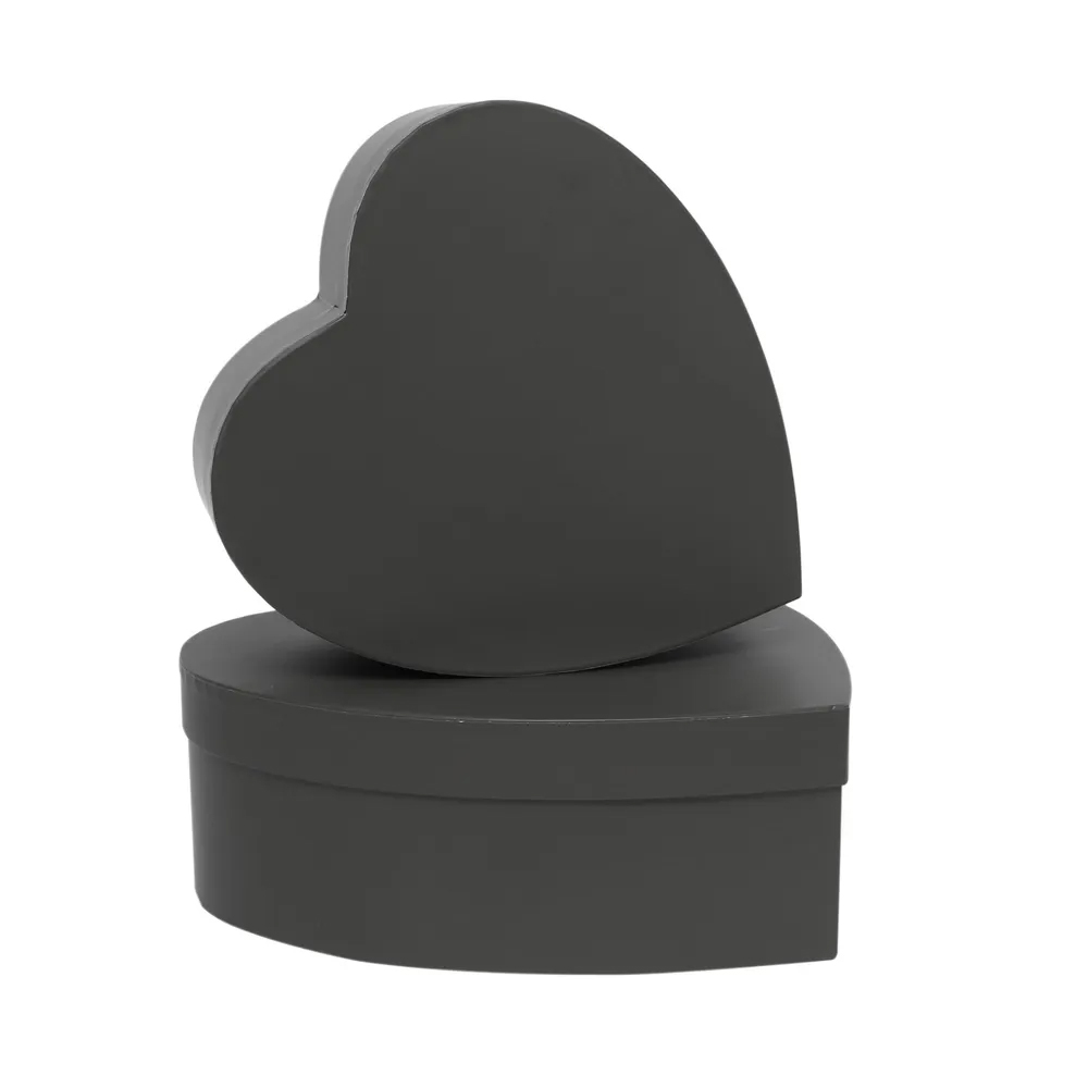 [BX2074] Hat Boxes - Heart Shape Black - Set van 2