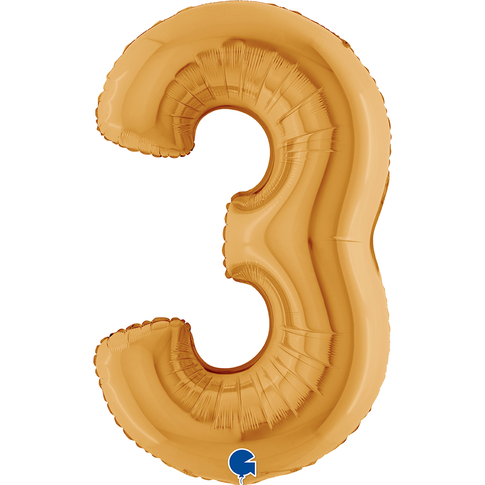 [023G-P] Number 3 - Gold - 40 inch - Grabo