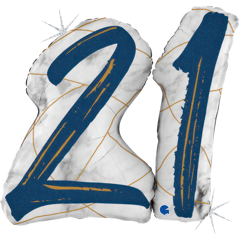 Number 21 - Marble Blue - Shape - 43 inch - Grabo