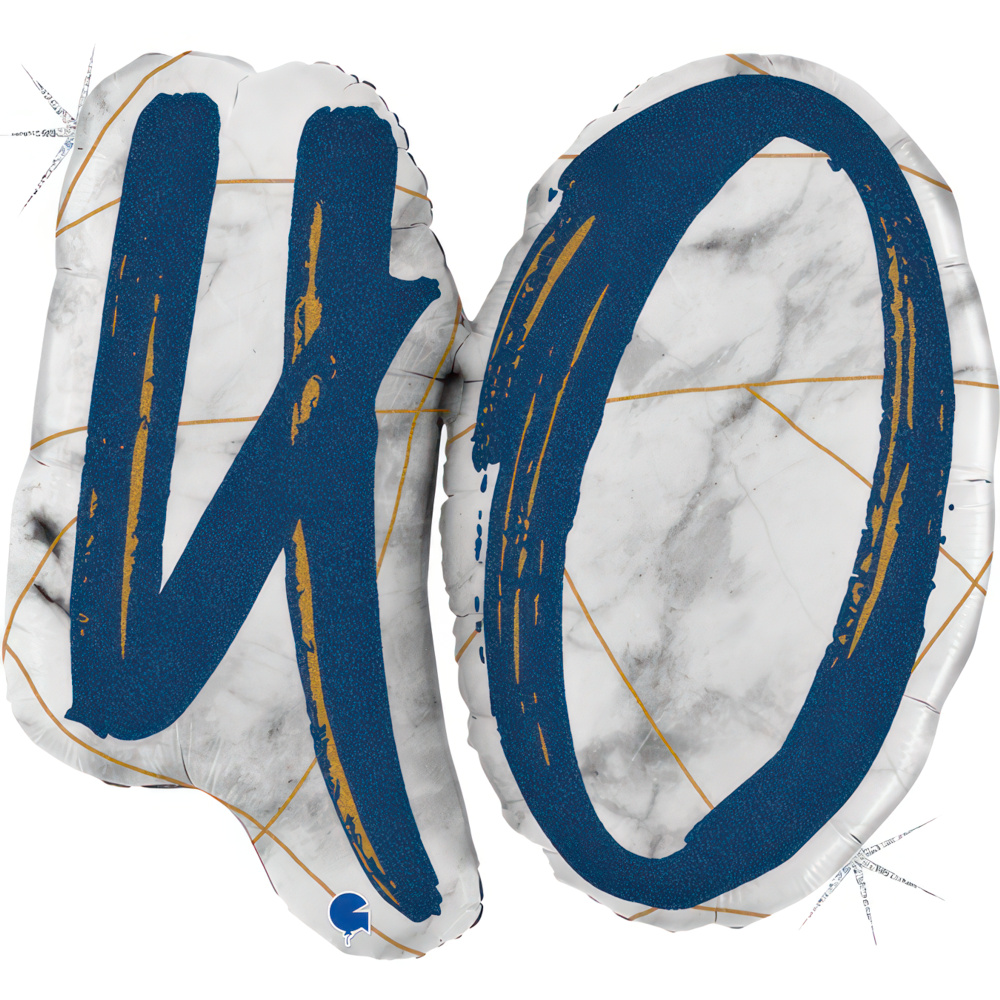 Number 40 - Marble Blue - Shape - 40 inch - Grabo