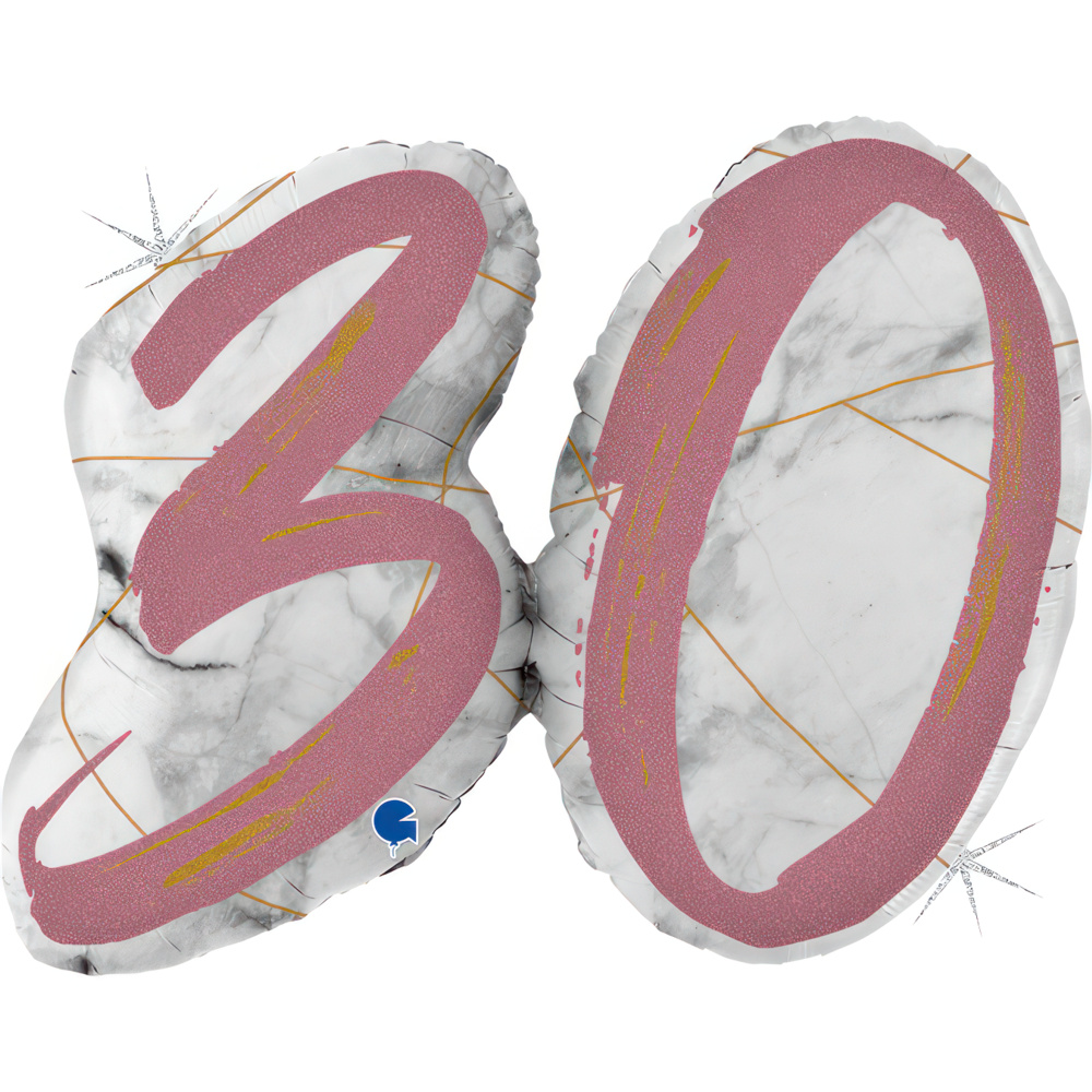 Number 30 - Marble Rose Gold - Shape - 43 inch - Grabo