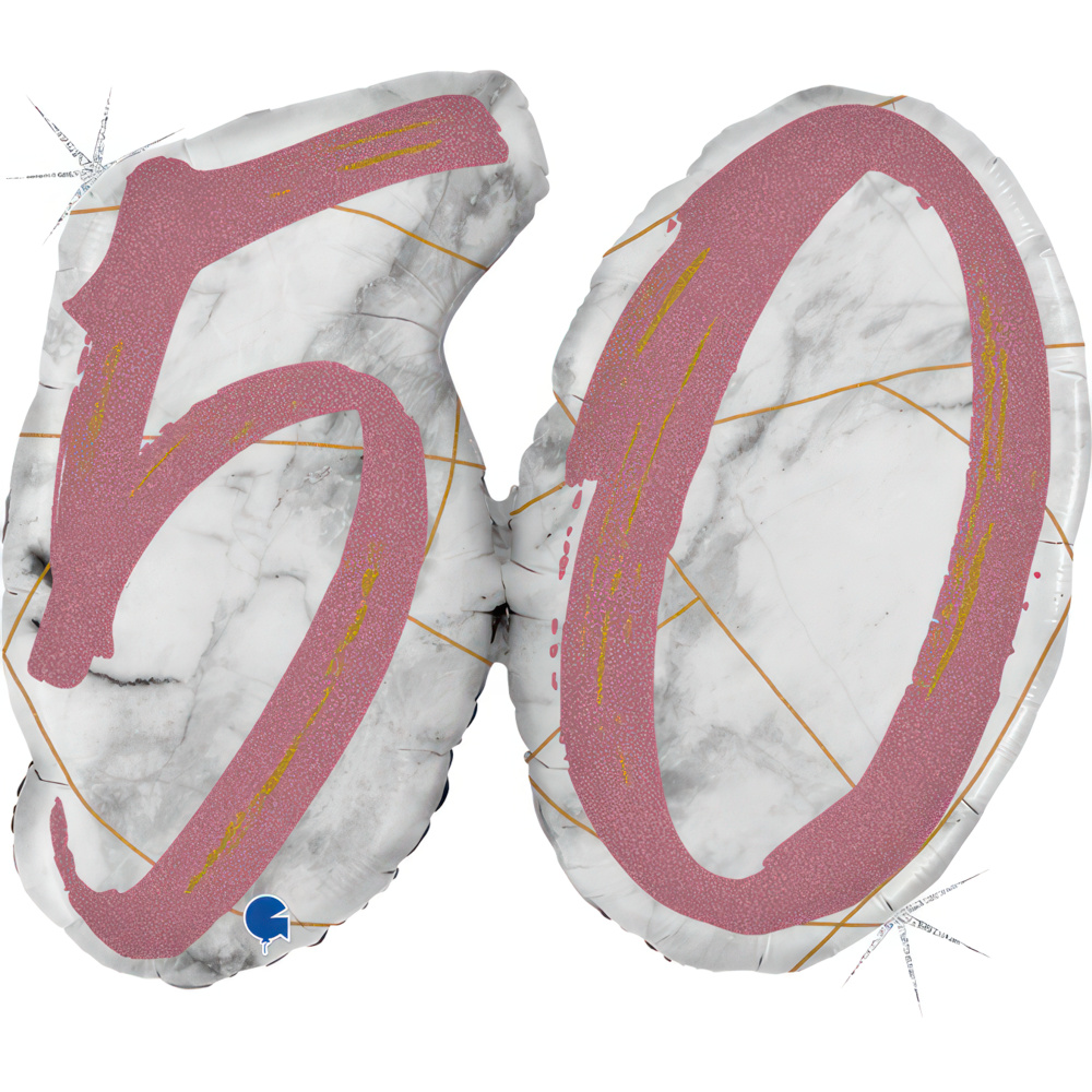 Number 50 - Marble Rose Gold - Shape - 44 inch - Grabo