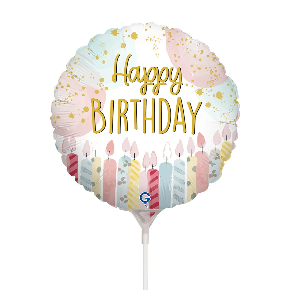 Happy Birthday - Pastel Candles - 9 inch - Grabo
