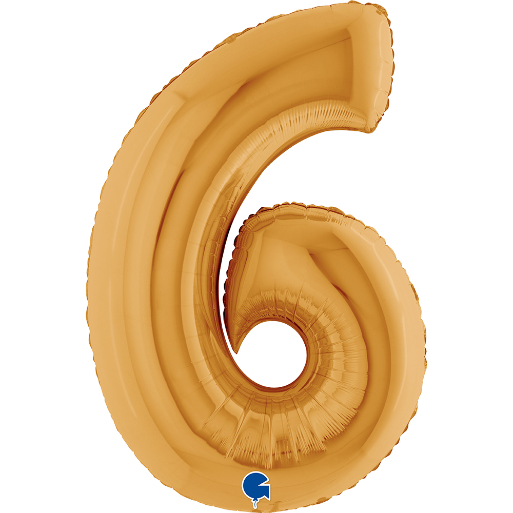 [026G-P] Number 6 - Gold - 40 inch - Grabo