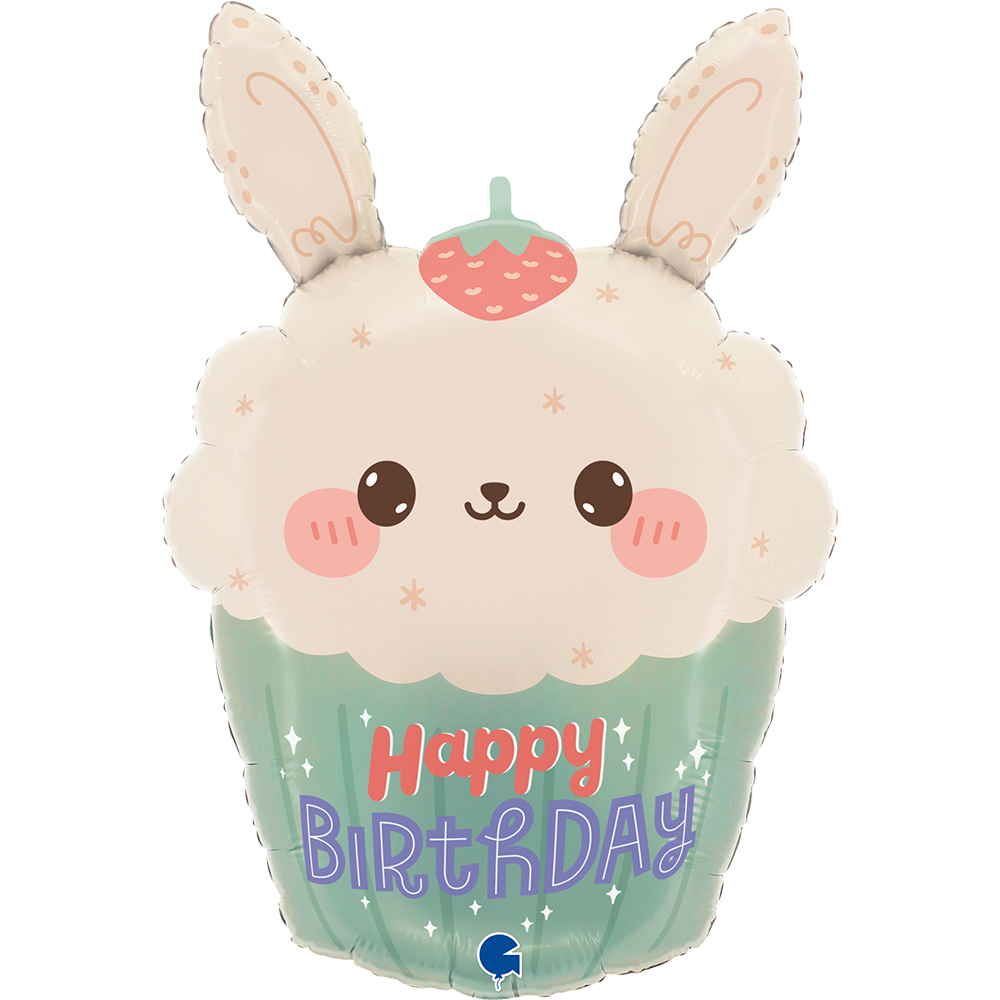 Happy Birthday - Bunny Cupcake - 24 inch - Grabo