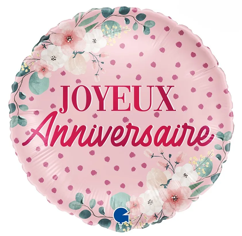 [G78157-P] Joyeux Anniversaire - Fleurs - 18 inch - Grabo