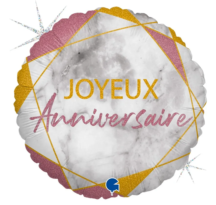 Joyeux Anniversaire - Marble Rose Gold - 18 inch - Grabo