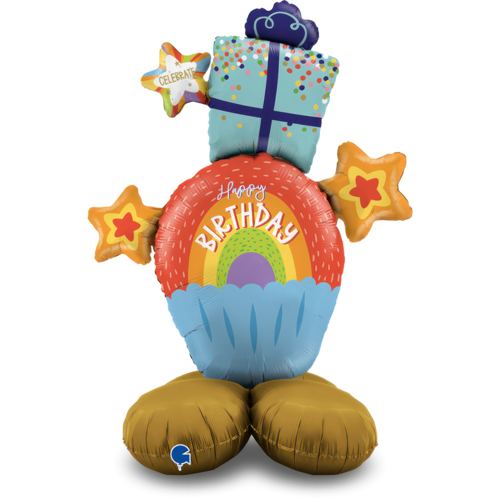 Happy Birthday - Rainbow Cupcake - Stand Up - 47 inch - Grabo