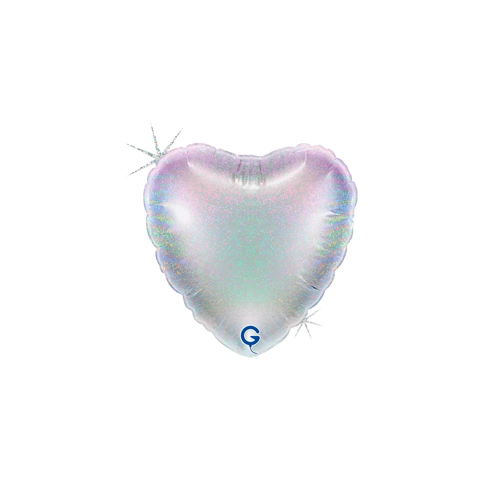 [04069GHS-B10] Heart Glittering Silver - 4 inch - Grabo - 10 Stuks