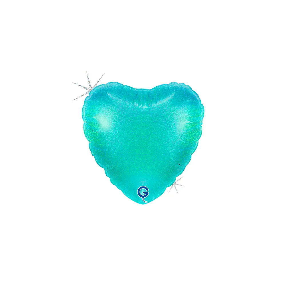 [04077GHTI-B10] Heart Glittering Tiffany - 4 inch - Grabo - 5 Stuks