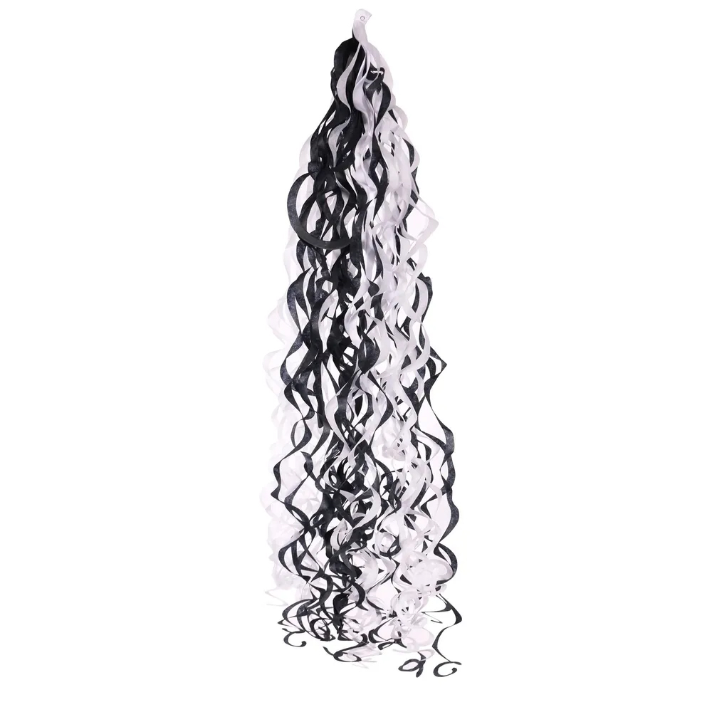 [PA6015] Balloon Tail Tassel - Black White - 68cm
