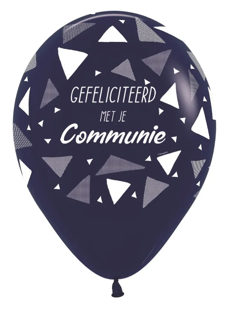 [R12COMTR044] R12 - Gefeliciteerd Met Je Communie - Triangles - Navy Blue - 044 - 25 Stuks