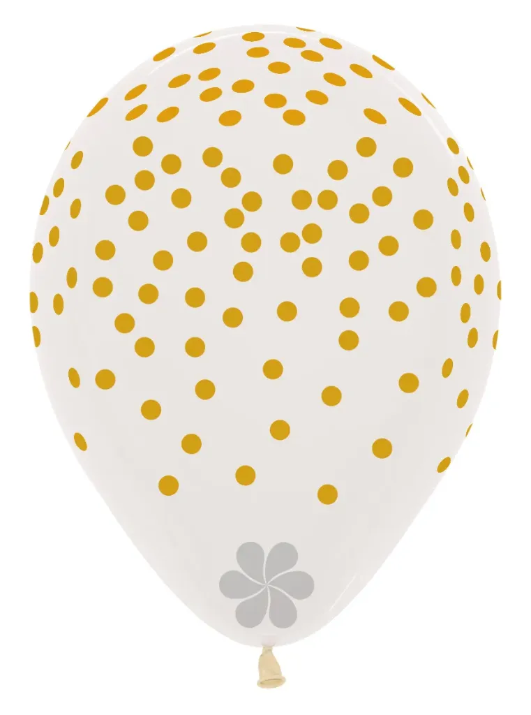 R12 - Confetti - Gold Print - Clear - 390 - 25 Pcs
