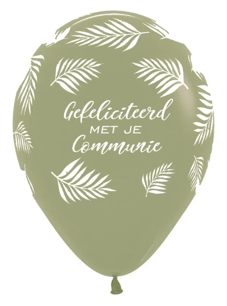 [R12COP027] R12 - Gefeliciteerd Met Je Communie - Palms - Eucalyptus - 027 - 25 Stuks