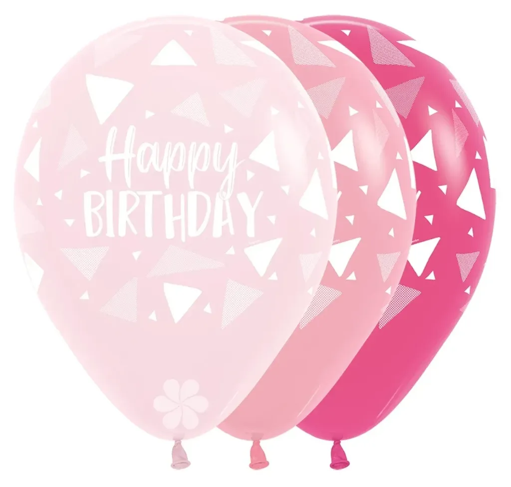 R12 - Retail Pack - Happy Birthday - Triangles Pink Assortment - 12 x 12 Pcs