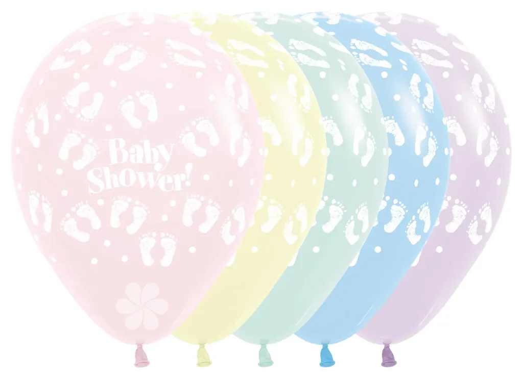 [R12SHOWER600] R12 - Baby Shower Footprints - Pastel Matte Assortment - 25 Pcs