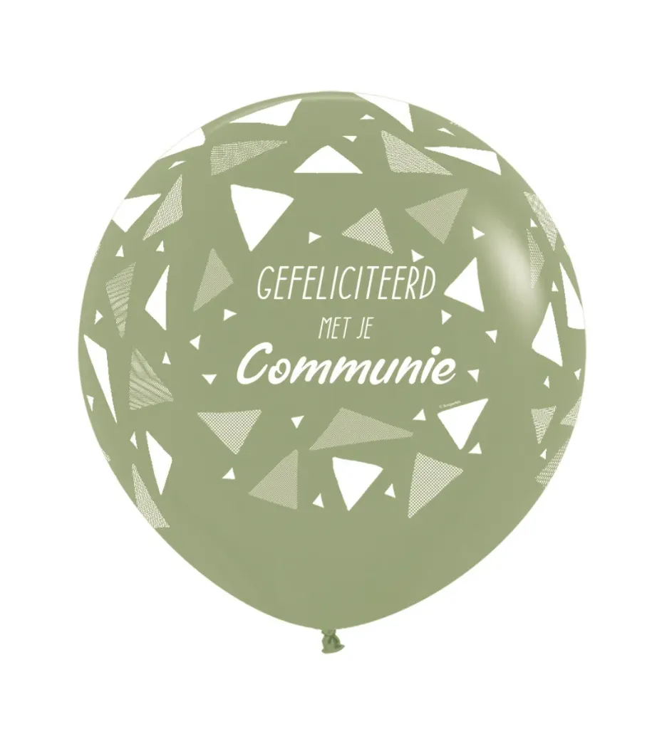 [R24COMTR027] R24 - Gefeliciteerd Met Je Communie - Triangles - Eucalyptus - 027 - 3 Pcs