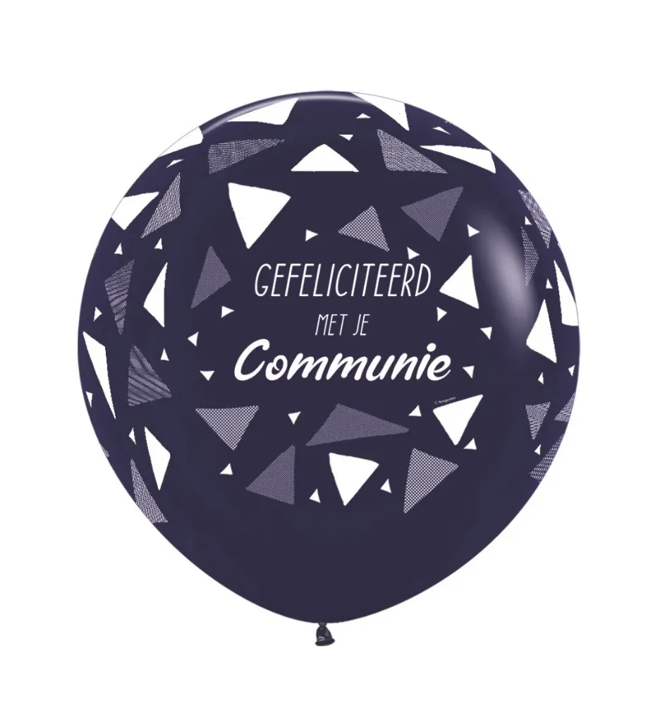 [R24COMTR044] R24 - Gefeliciteerd Met Je Communie - Triangles - Navy Blue - 044 - 3 Stuks