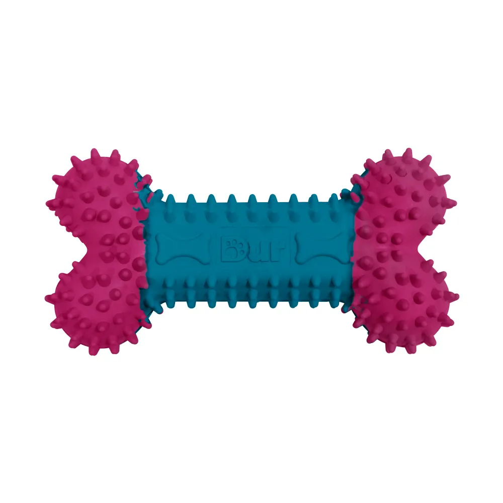 [08903] Dur - Dog Toy - Bone Small - Fuchsia / Caribbean Blue - 1 Piece