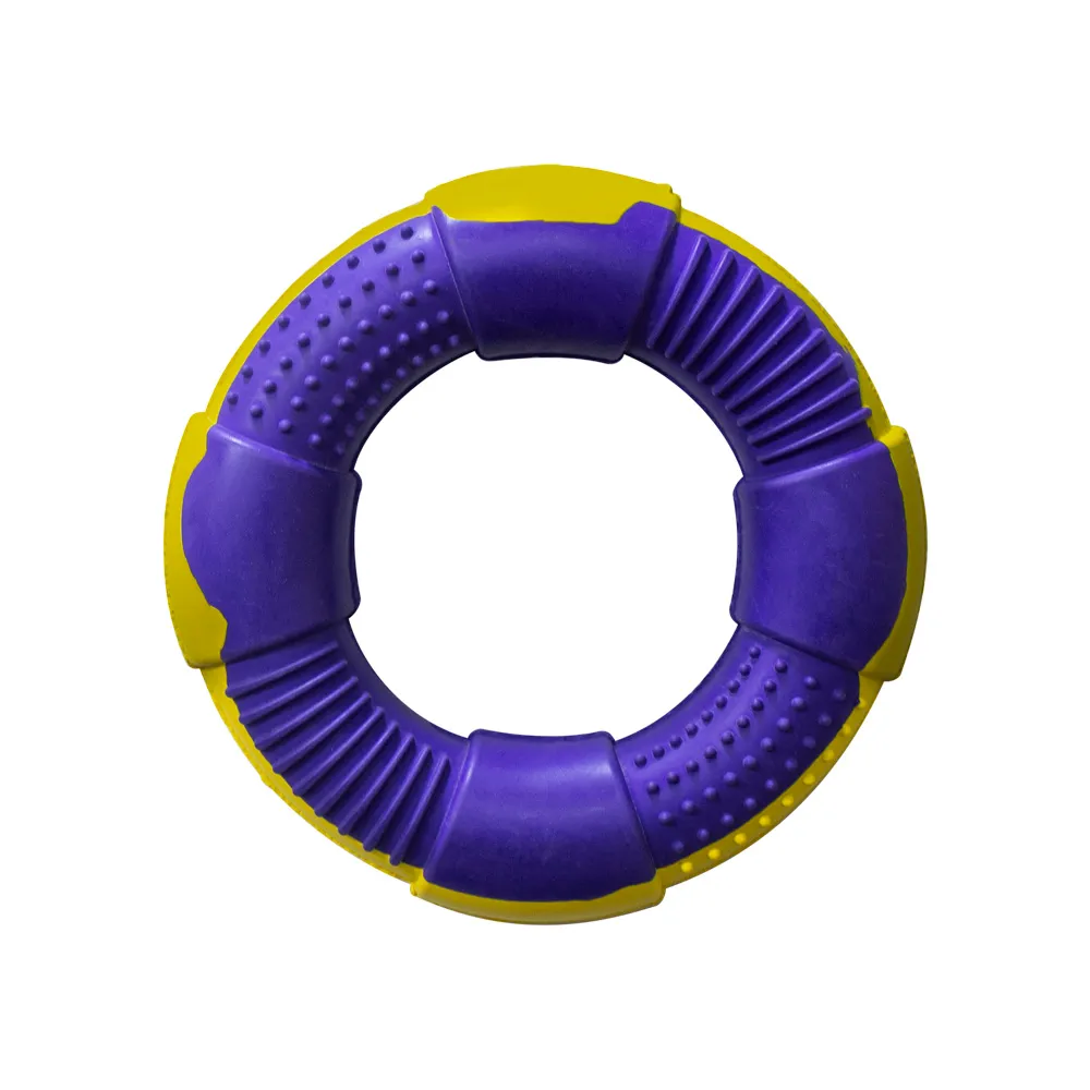 [08927] Dur - Dog Toy - Ring Medium - Violet / Yellow - 1 St.