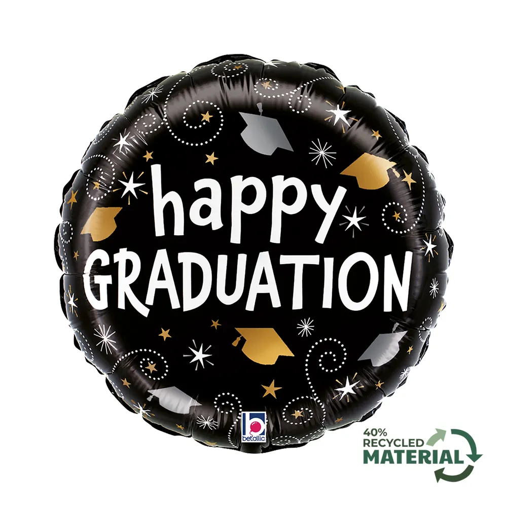 [26261P-P] Happy Graduation - Swirls - 18 inch - Betallic