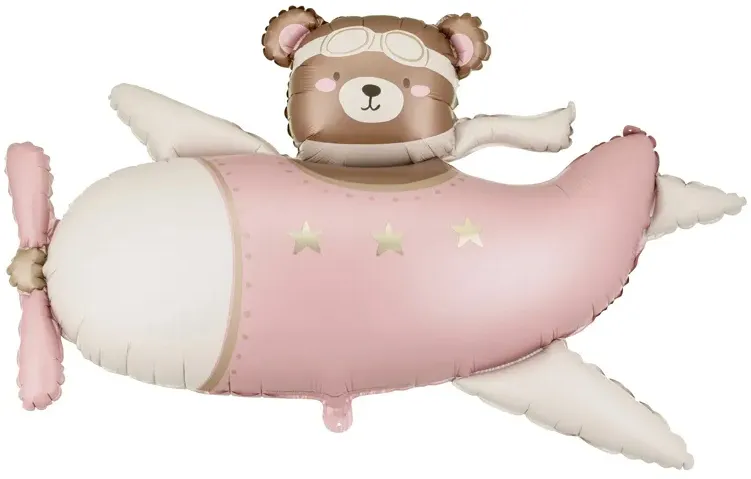 [FB383-081J] Bear in Airplane - Pink - 37 inch