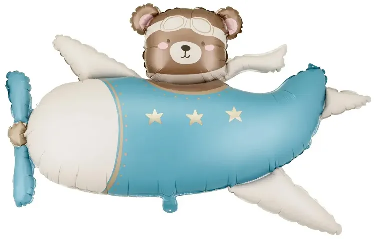 Bear in Airplane - Blue - 37 inch