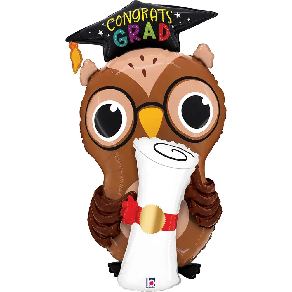 Congrats Grad - Owl Diploma - 30 inch - Betallic