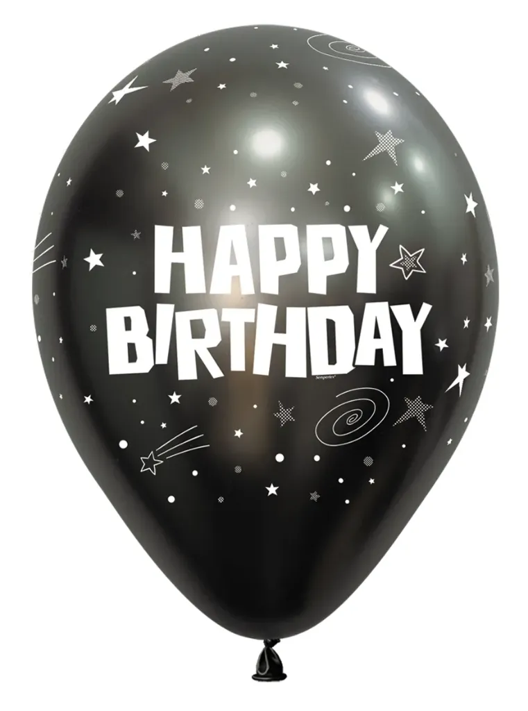 R12 - Happy Birthday - Galaxy - Silk Midnight Grey - 880 - 25 Pcs